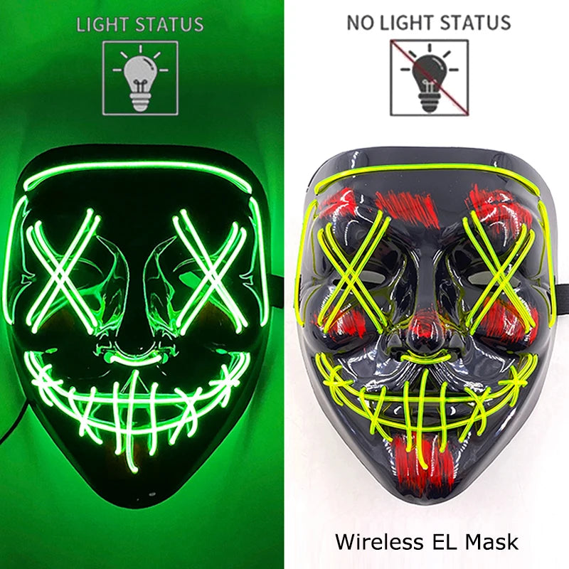 LED Purge Mask – Neon Glow Halloween Cosplay Mask