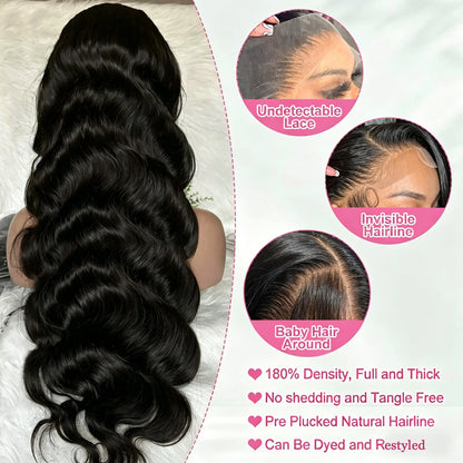 Brazilian Body Wave HD Lace Front Wig – 180% & 200% Density, 360/13x4/13x6/5x5