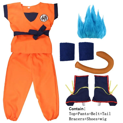 Son Goku Costume Set with Tail – Dragon Ball Cosplay for Kids & Adults
