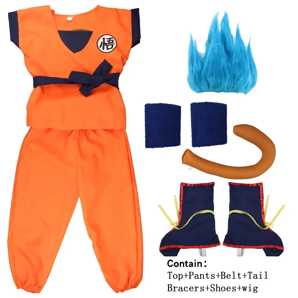 Son Goku Cosplay Costume Set – Dragon Ball Anime Outfit for Adults & Kids