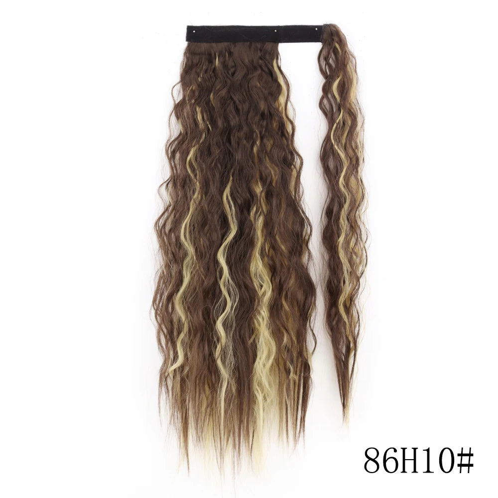 Wrap Around Ponytail Extension Synthetic Straight Hair 22-34 Inch