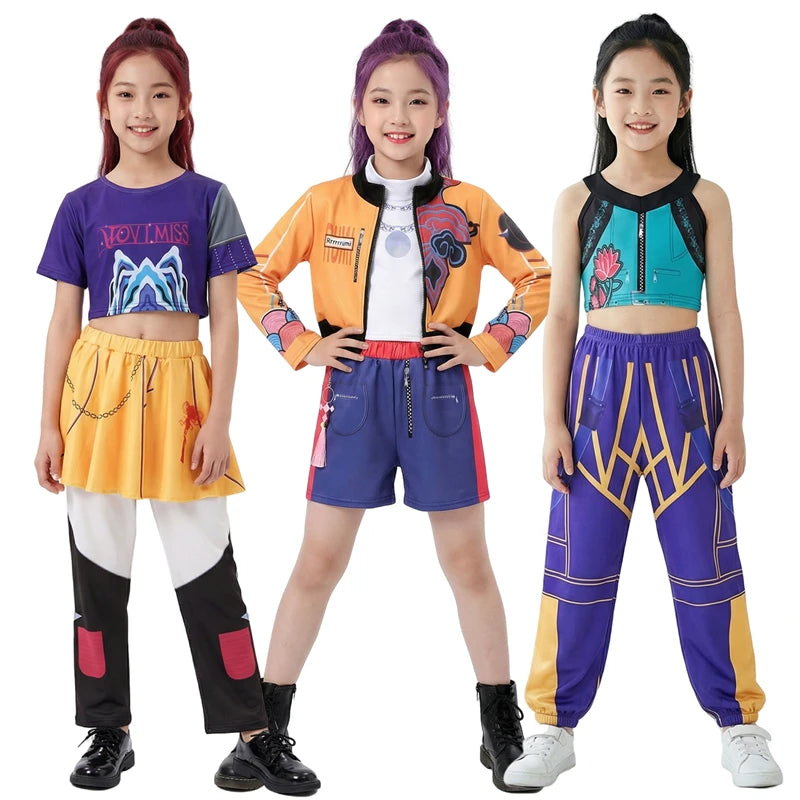 Rumi Anime Cosplay Costume – Kids 3-Piece Dance Outfit Sizes 110–150