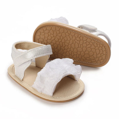 Baby Girl Sandals – Princess Ruffle Flat Shoes with Anti-Slip Rubber Sole