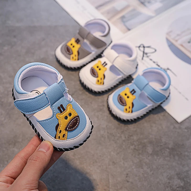 Cartoon Giraffe Baby Walking Shoes – Soft Sole for Boys & Girls