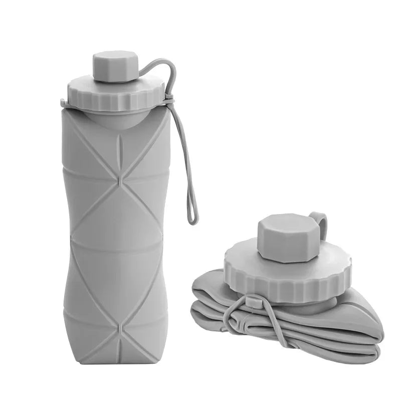600ML Collapsible Silicone Water Bottle for Travel and Gym