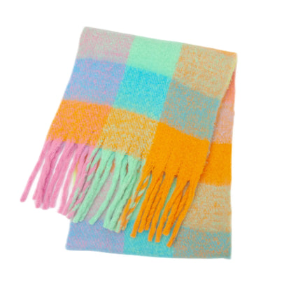 Women's Thick Winter Scarf – Colorblock Cashmere Shawl Wrap
