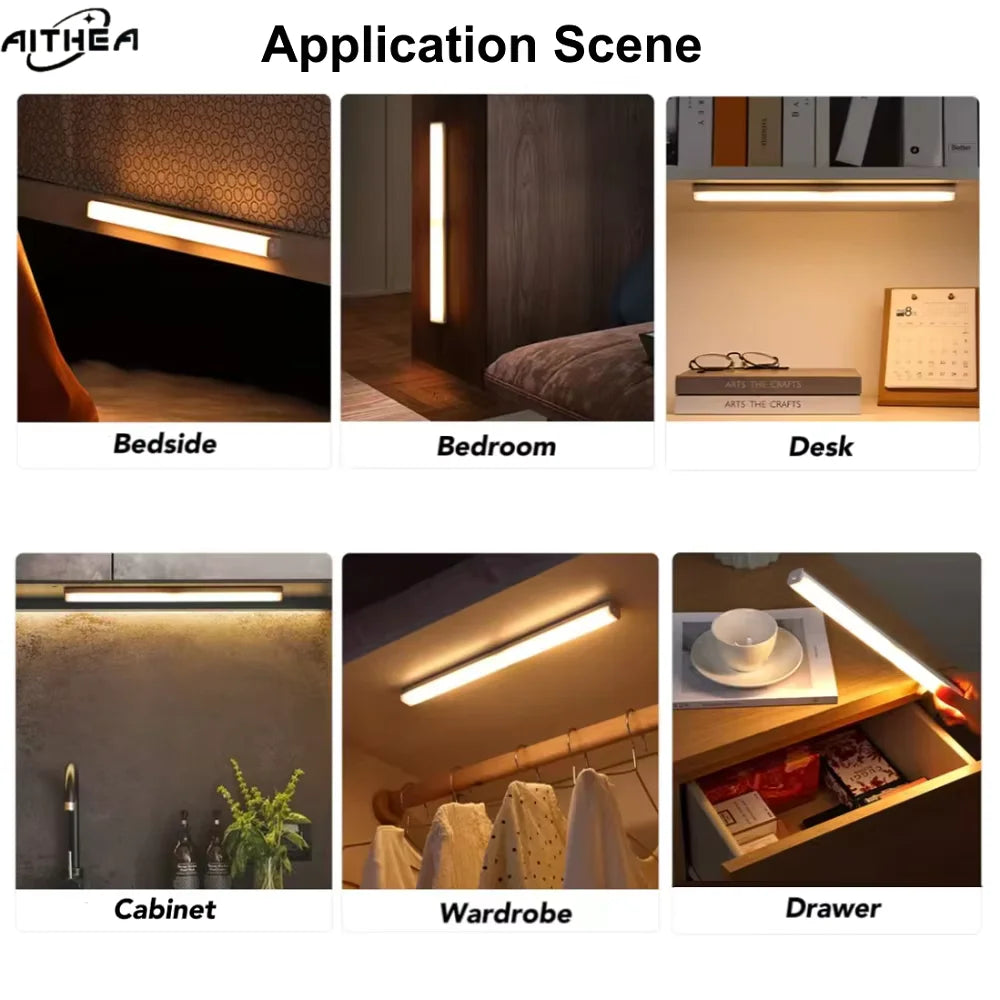 LED Motion Sensor Cabinet Light – USB Rechargeable, 3 Colors