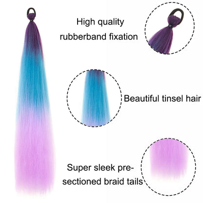 26-Inch Ombre Straight Ponytail Extension with Elastic Tie