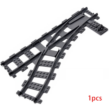 City Train Track Building Block Parts – Straight, Curved & Switch Rails