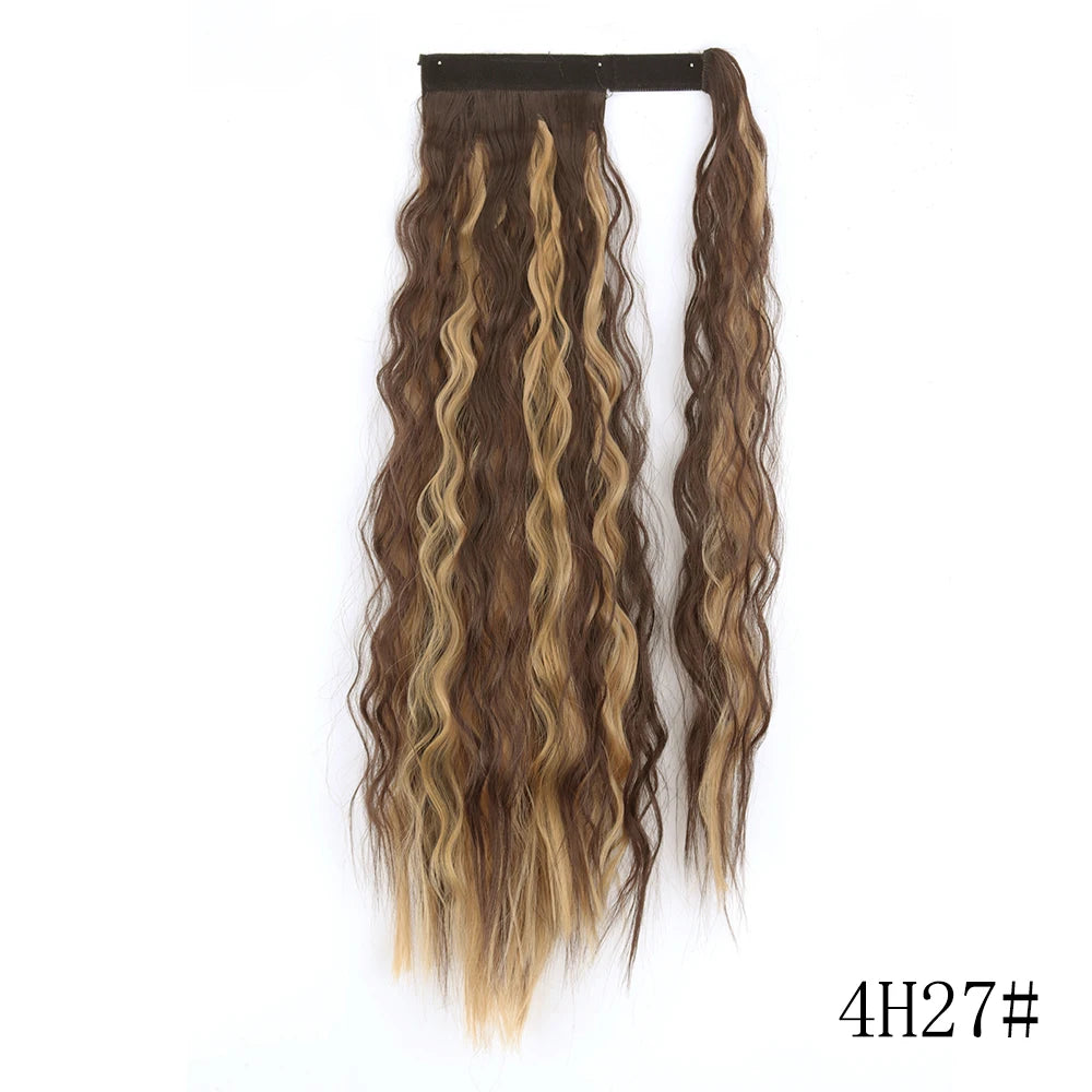 Wrap Around Ponytail Extension Synthetic Straight Hair 22-34 Inch