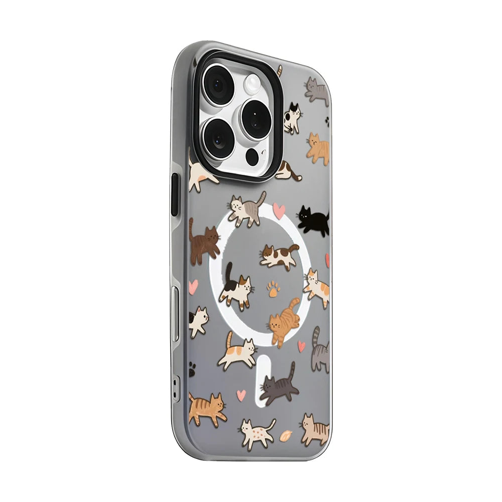 Whimsical Cat Parade Candy Color 2 IN 1 Magsafe iPhone Case