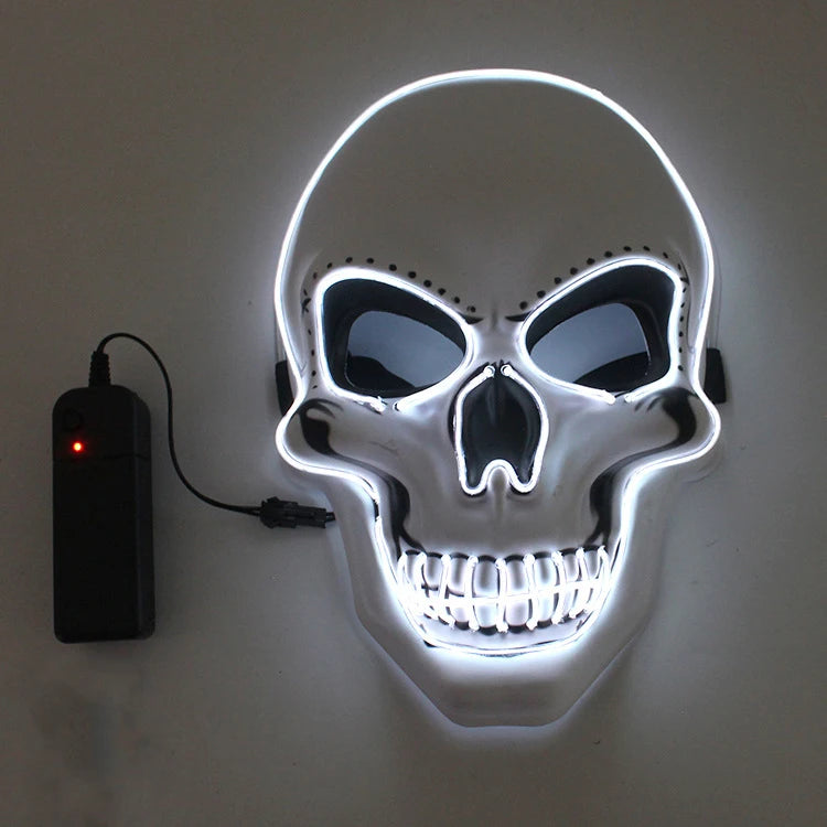 LED Skull Halloween Mask – Glowing Neon Light Cosplay Mask