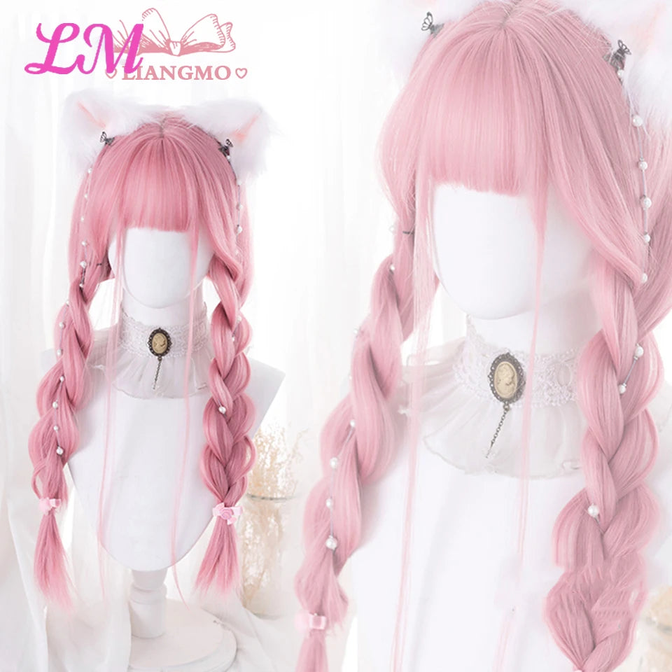Cosplay Synthetic Wig with Bangs – Long Straight 24 Inch, Heat Resistant