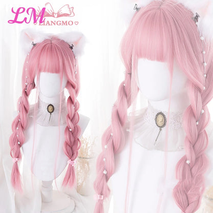 Cosplay Synthetic Wig with Bangs – Long Straight 24 Inch, Heat Resistant