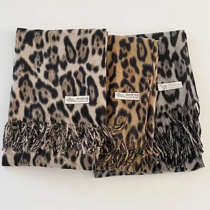 Leopard Print Pashmina Shawl Scarf – Warm Faux Cashmere Wrap