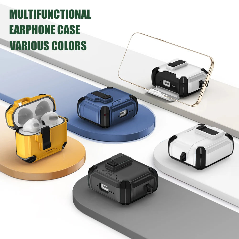 Magnetic Pop-Top AirPods Case – Rugged Shockproof Cover with Carabiner