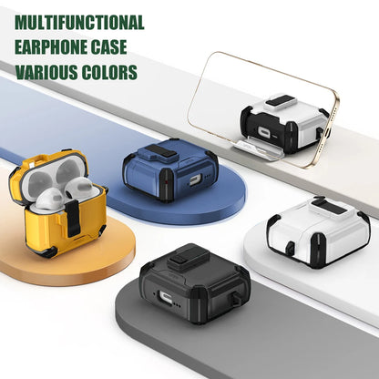 Magnetic Pop-Top AirPods Case – Rugged Shockproof Cover with Carabiner