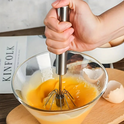 Semi-Automatic Egg Beater – Stainless Steel Hand Whisk