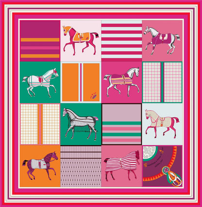 Women's Luxury Silk Square Scarf – 90cm Twill Print Bandana Shawl