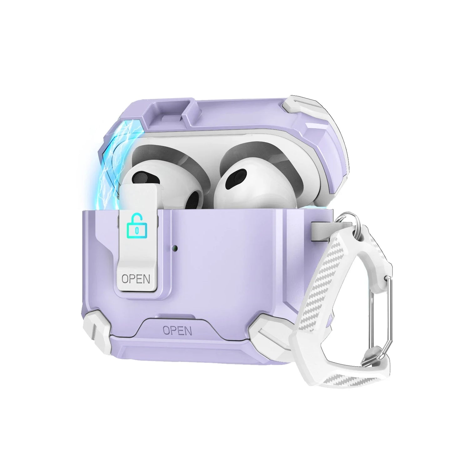 Magnetic Lock AirPods Case with Carabiner – Rugged Design
