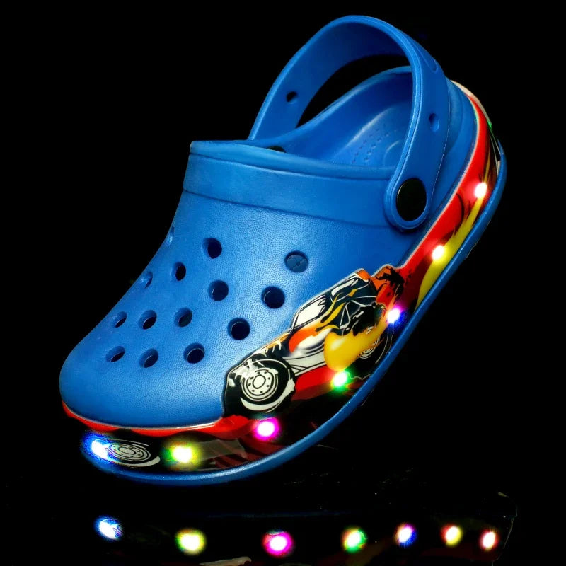 Kids LED Light-Up Clog Sandals – Boys & Girls Summer Hollow Shoes