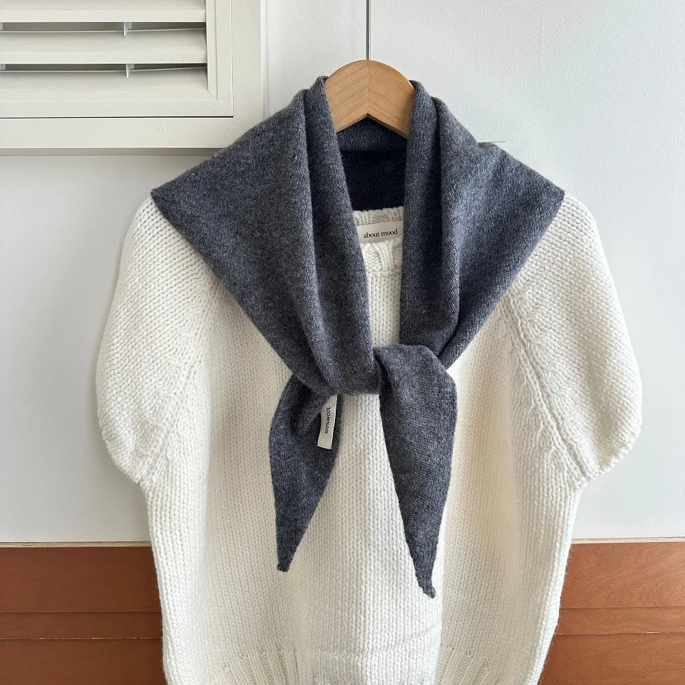 100% Wool Triangle Scarf for Women – Warm Knit Shawl & Pashmina Wrap