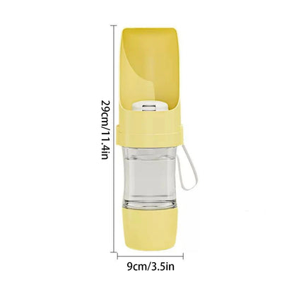 Portable Dog Water Bottle with Food Storage & Feeder Bowl – 500ml