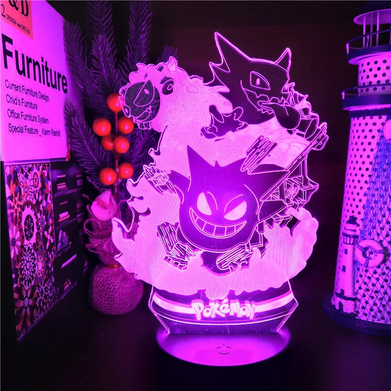 Pokémon Gengar Haunter Gastly 3D LED Night Light USB Color Changing Lamp