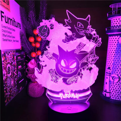 Pokémon Gengar Haunter Gastly 3D LED Night Light USB Color Changing Lamp