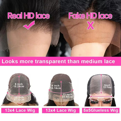 Body Wave HD Lace Front Wig Human Hair 220% 250% Density