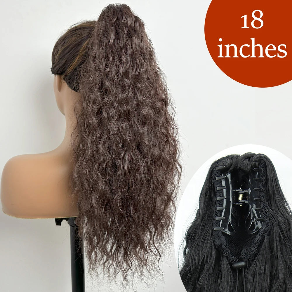Claw Clip Ponytail Hair Extension 24 Inch Wavy Synthetic Heat Resistant