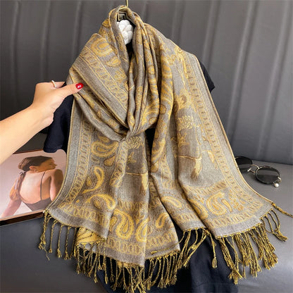 Paisley Print Cashmere Pashmina Shawl for Women – Warm Winter Wrap