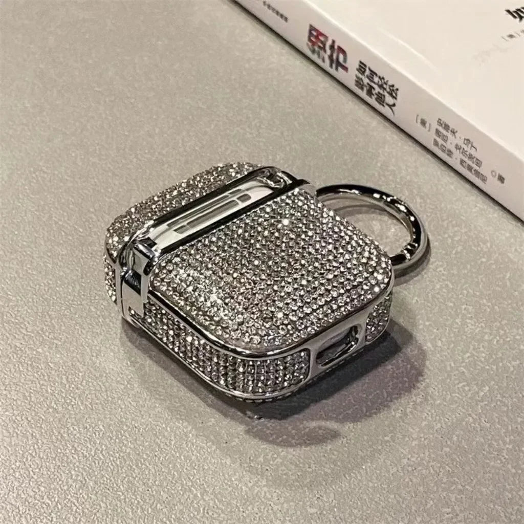 Rhinestone Bling AirPods Case with Keychain – Glitter Cover for Women