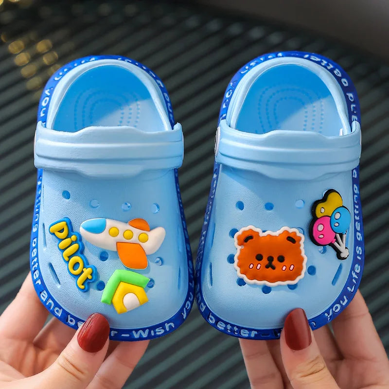 Kids Cartoon Clog Sandals – Lightweight Summer Beach Shoes with Charms