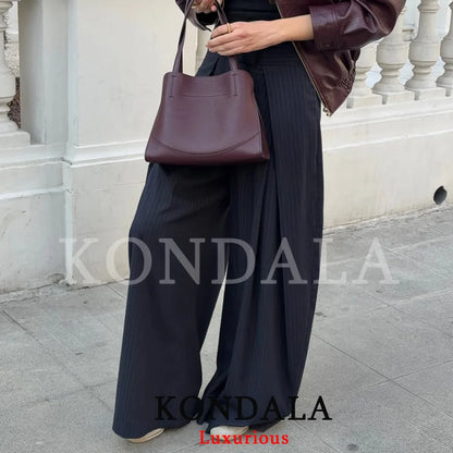 Wide Leg Pants for Women – High Waist Pleated Trousers with Pockets
