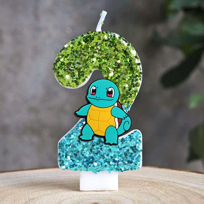 Pokemon Birthday Cake Number Candles – Glitter Anime Figure Decoration