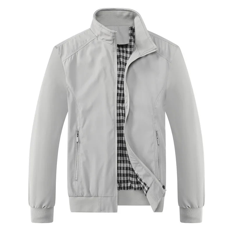 Men's Slim Fit Bomber Jacket – Casual Stand Collar Zip Coat