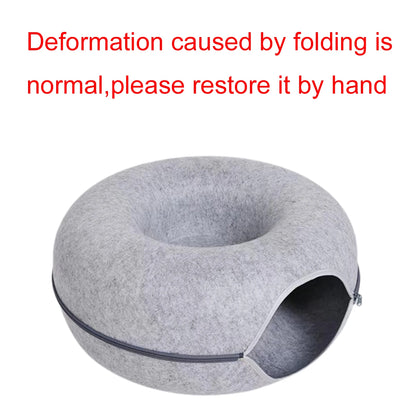 Cat Tunnel Bed – Round Felt Donut House with Scratcher