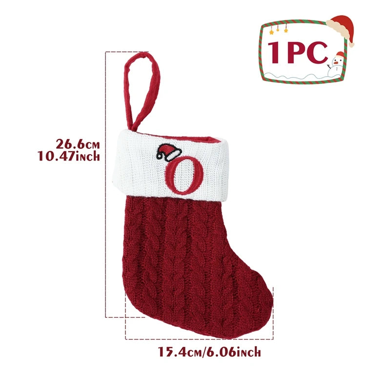 Christmas Alphabet Knit Stocking Ornament – 26 Letters
