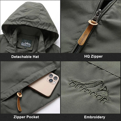 Men's Waterproof Tactical Windbreaker Jacket – Hooded Outdoor Coat