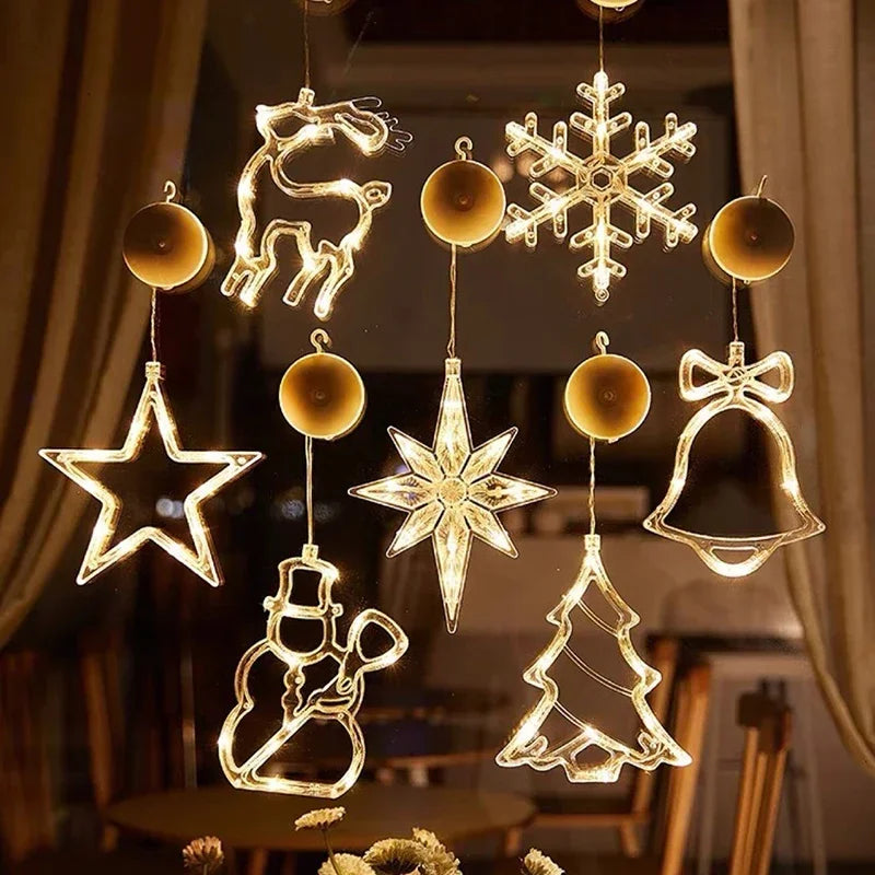 Christmas LED Window Hanging Light Ornaments Battery Operated