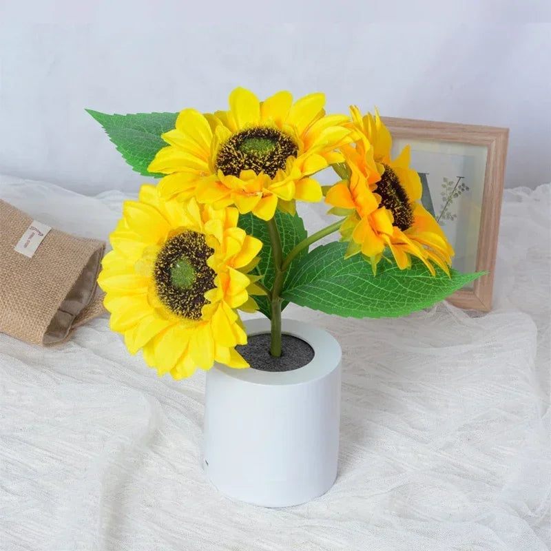 Sunflower LED Night Light – Rechargeable Bedside Decor Lamp