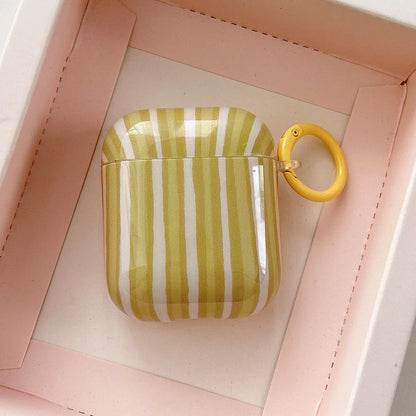 Colorful Striped AirPods Case with Keychain Ring – Summer Style