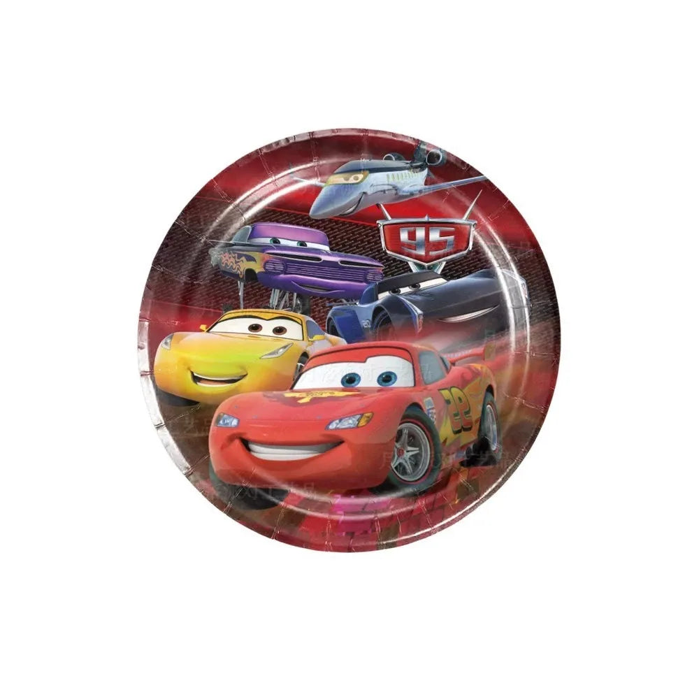 Red McQueen Racing Theme Party Tableware Set – Disposable Decorations