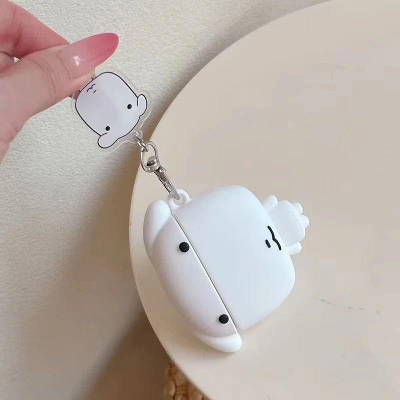 3D Cartoon White Dog AirPods Case with Pendant