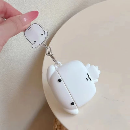 3D Cartoon White Dog AirPods Case with Pendant