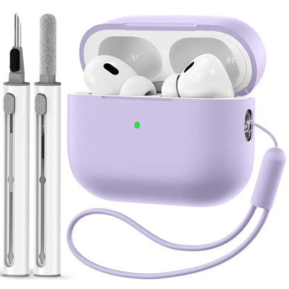 Silicone AirPods Pro 2 Case with Wrist Strap & Cleaning Kit