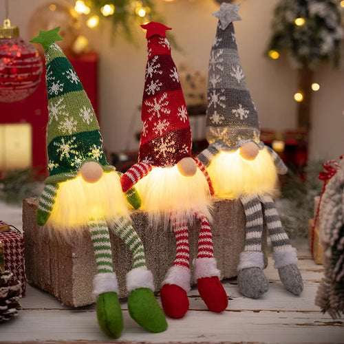 LED Christmas Gnome Plush Doll with Lights – Holiday Decoration