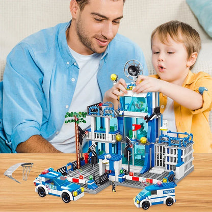 City Police Station Building Block Set with Police Cars & Figures