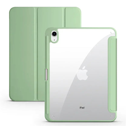 iPad Case with Pencil Holder - Trifold Clear Acrylic Back Cover